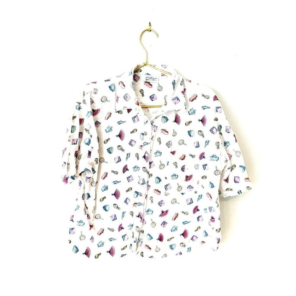 kathryn Vintage Makeup Glam print pajama Top